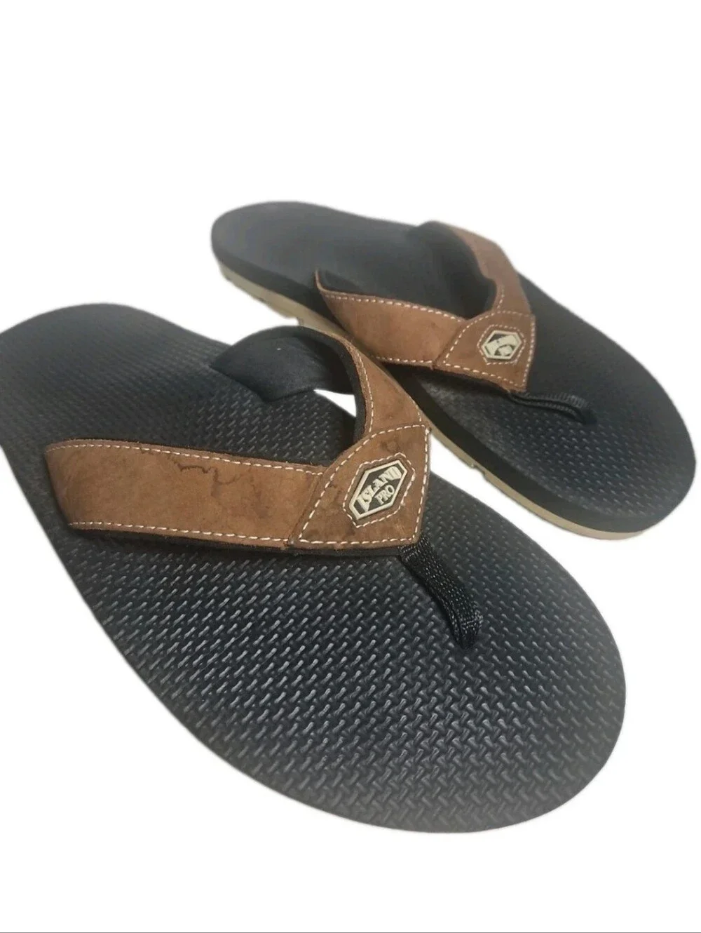 Island Pro Leather Sandal Men Size12 Brown MADE IN HAWAII Flip Flops Sandals [8B